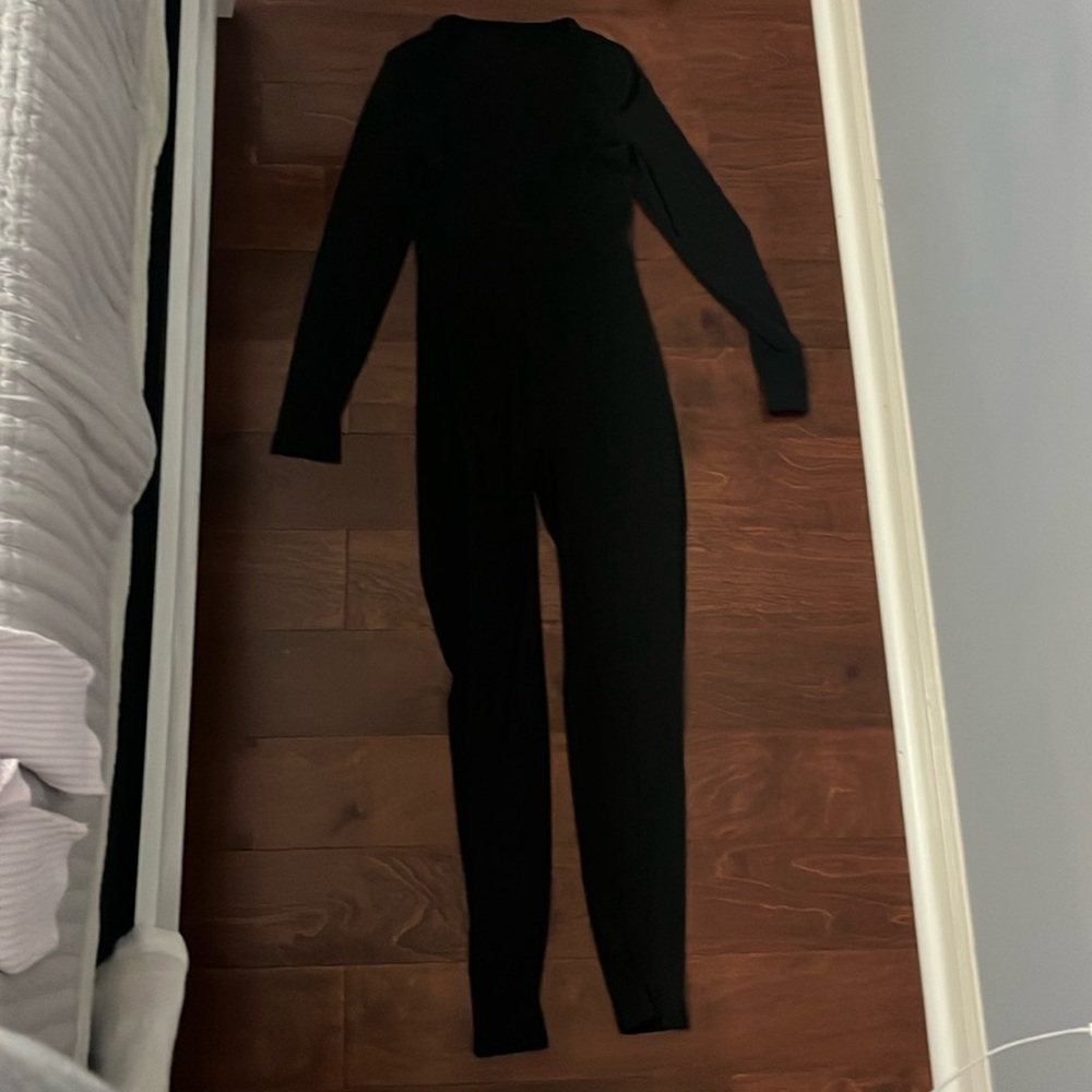 Black V-neck jumpsuit